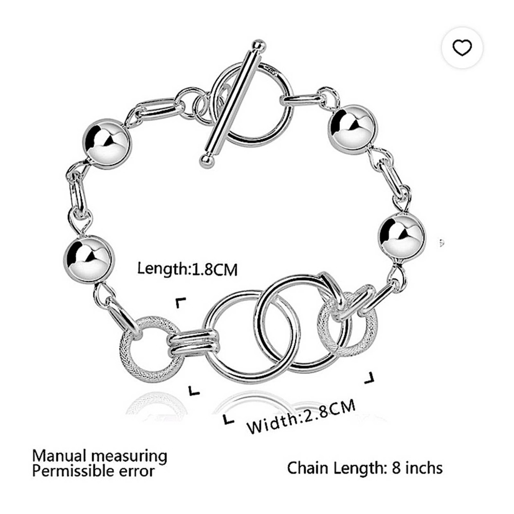 Sterling Silver O Link Beaded Ball Creative Chain Link Bracelet - Picture 7 of 7